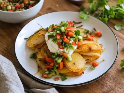 Bratkartoffeln with Tomato Sambal & Yoghurt: Fusion recipe by Ivana Sanshia