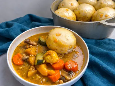 Chickpea Stew with Sweetcorn Dombolo: South African recipe by Ivana Sanshia