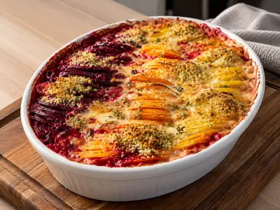 Vegetable Gratin with Pistachio Crumb: European recipe by Ivana Sanshia
