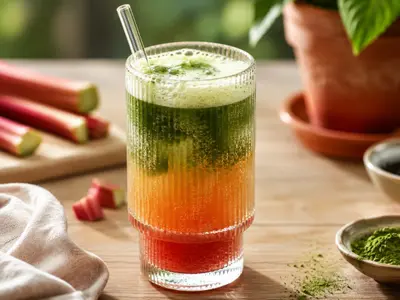 Matcha Rhubarb Fizz: Asian recipe by Ivana Sanshia
