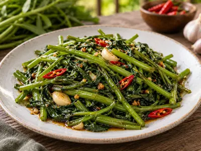 Stir-Fried Morning Glory (Pak Boong): Asian recipe by Ivana Sanshia