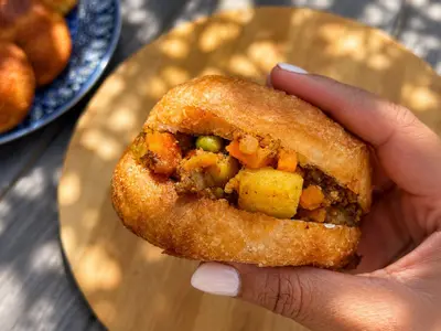 Vetkoek with Curried Mince: South African recipe by Ivana Sanshia