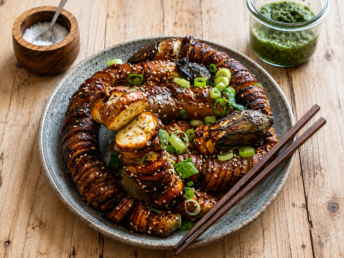Peri-Peri Hasselback Aubergine, a South African recipe