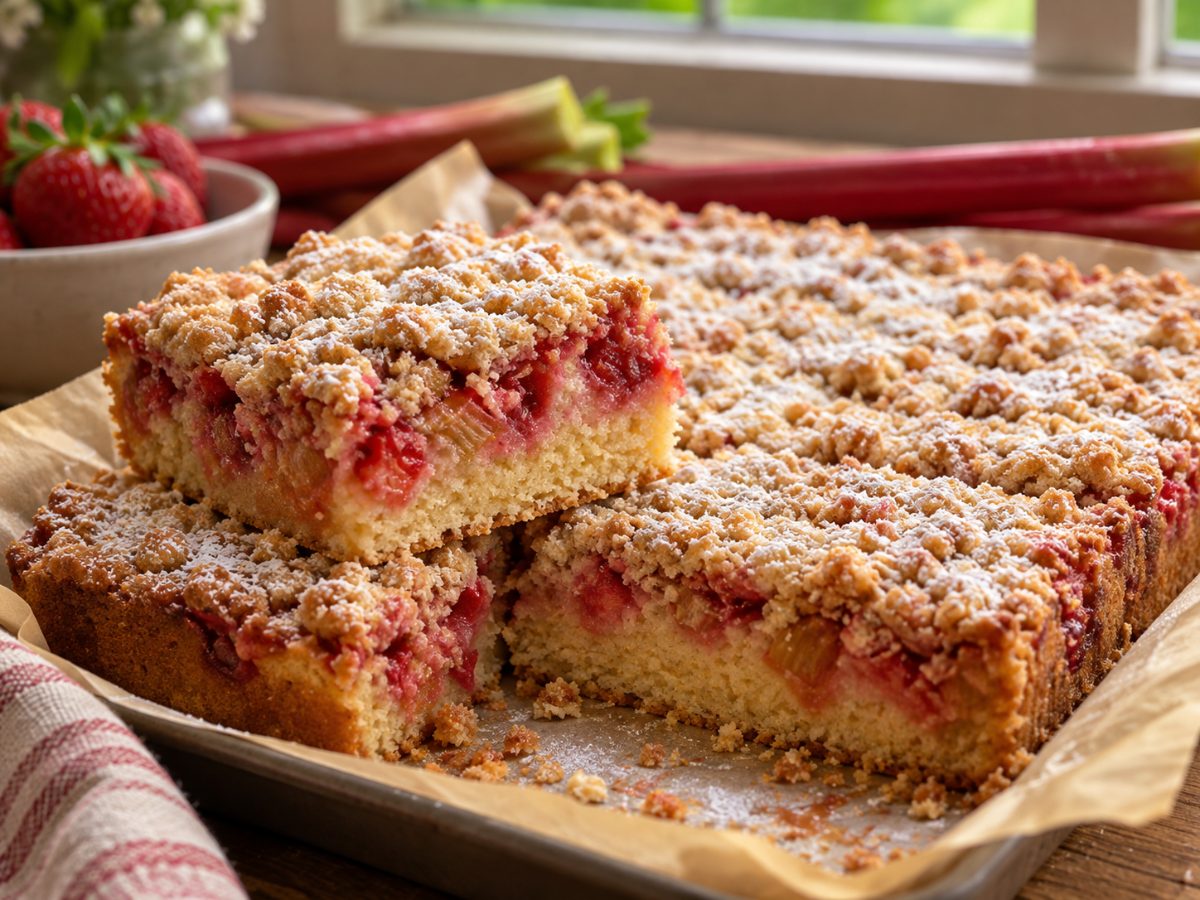 Rhubarb & Strawberry Crumb Cake, a European recipe