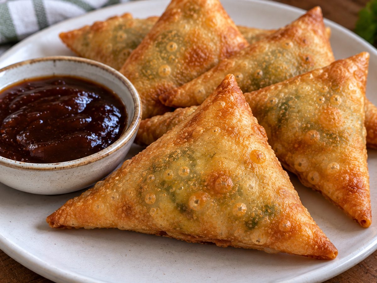 Potato & Pea Filo Samoosas, a South African recipe